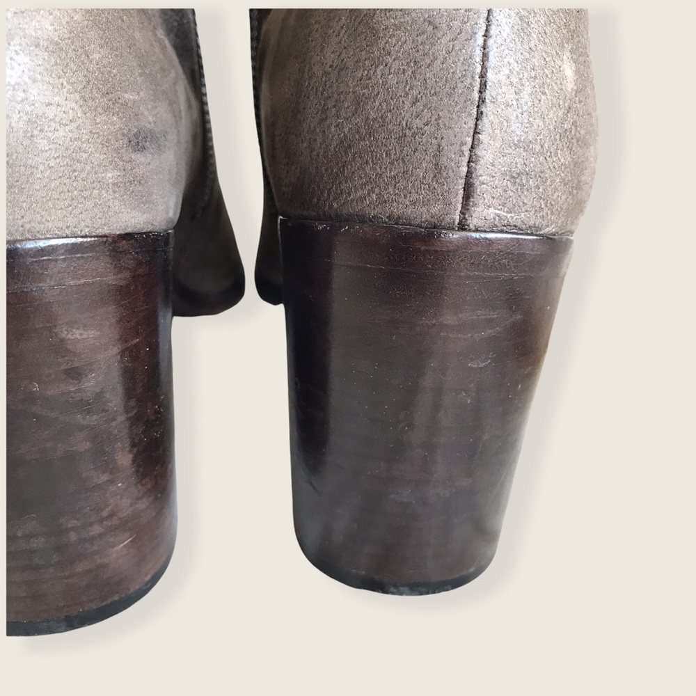 Frye Danica Peep Toe Grey Suede Cute Fall Booties - Picture 12 of 16